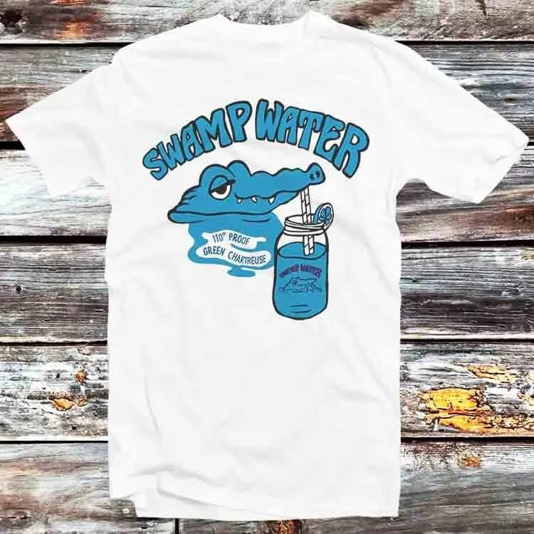 Swamp Water Blue Chartreuse Music Punk Rock Cartoon Alligator T Shirt Vintage Retro Cool Anime Manga Top B1325