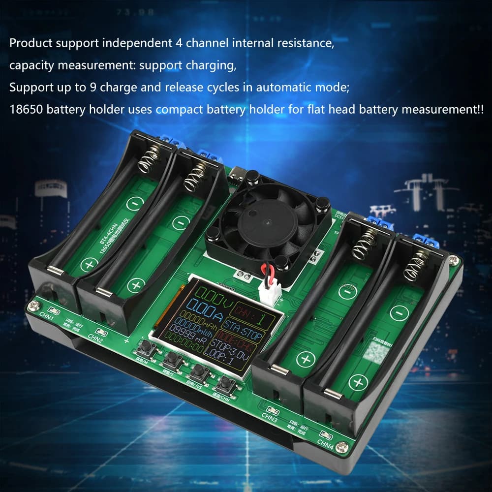 Battery Tester LCD Display Universal Battery Checker Analyzer Charger for 18650 Batteries 4 Channel Internal Resistance Tester