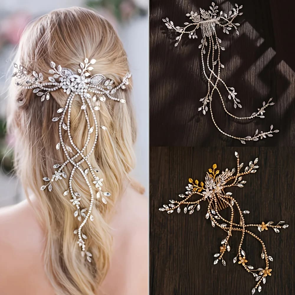 Crystal Pearl Bridal Tiaras Hairbands Hairpins Bridesmaid Diamante Hair Vine Accessories Wedding hair comb hair band Jewelry