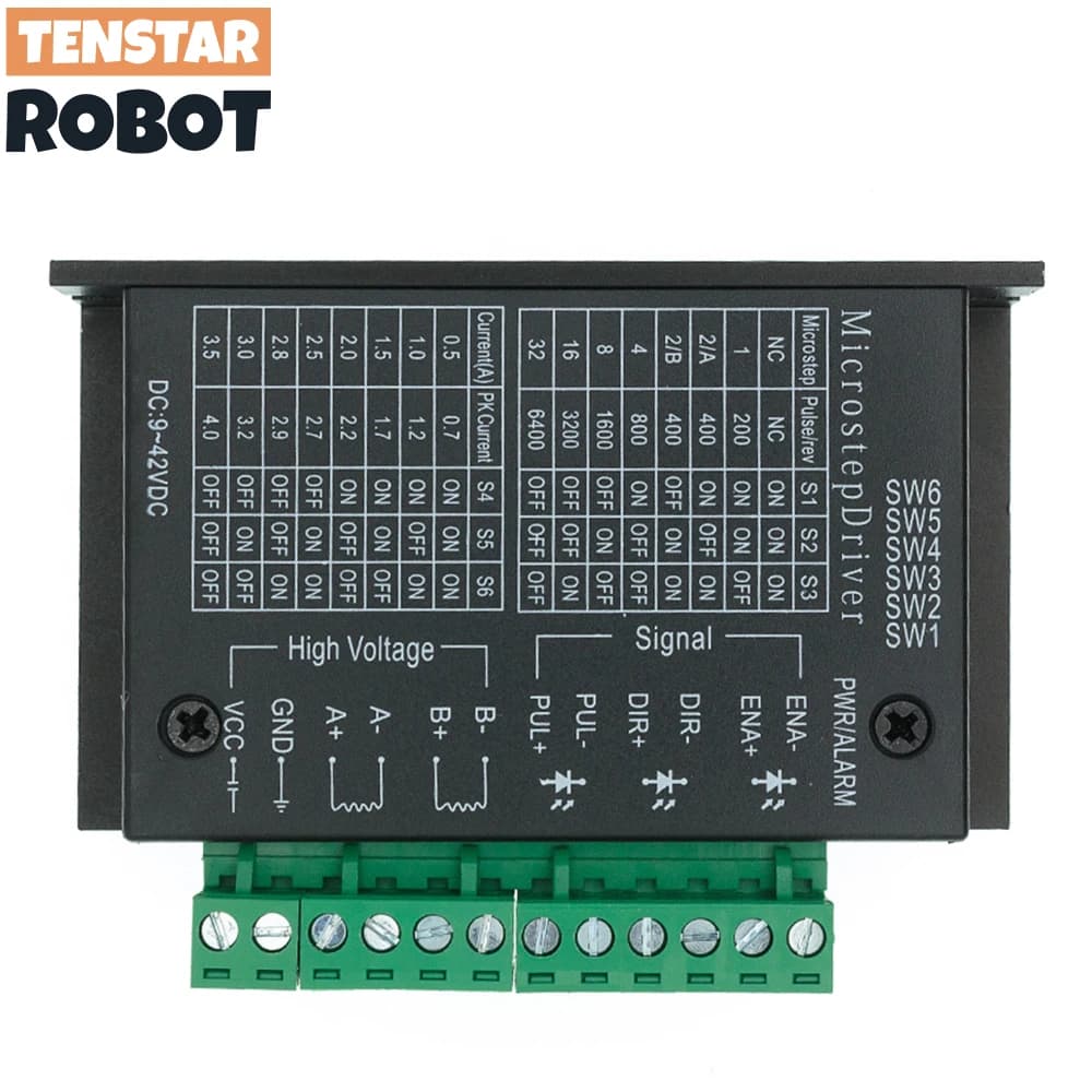 TENSTAR ROBOT Stepper Motor Driver TB6600 23 Nema 34 42/57/86 Nema17 4A DC9-40V 1 Axis Stepping Motor CNC Engraving Machine