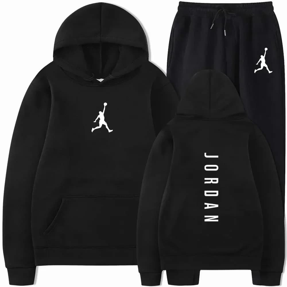 2025 Spring and autumn outdoor fitness basketball casual sportwear set fashion men's hooded jumper + jogging pants two-piece set