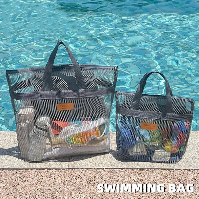 Women's Beach Top-Handle Bags Large Unisex Handheld Swimming Storage Pouch With Inner Network Folding Organizer Package