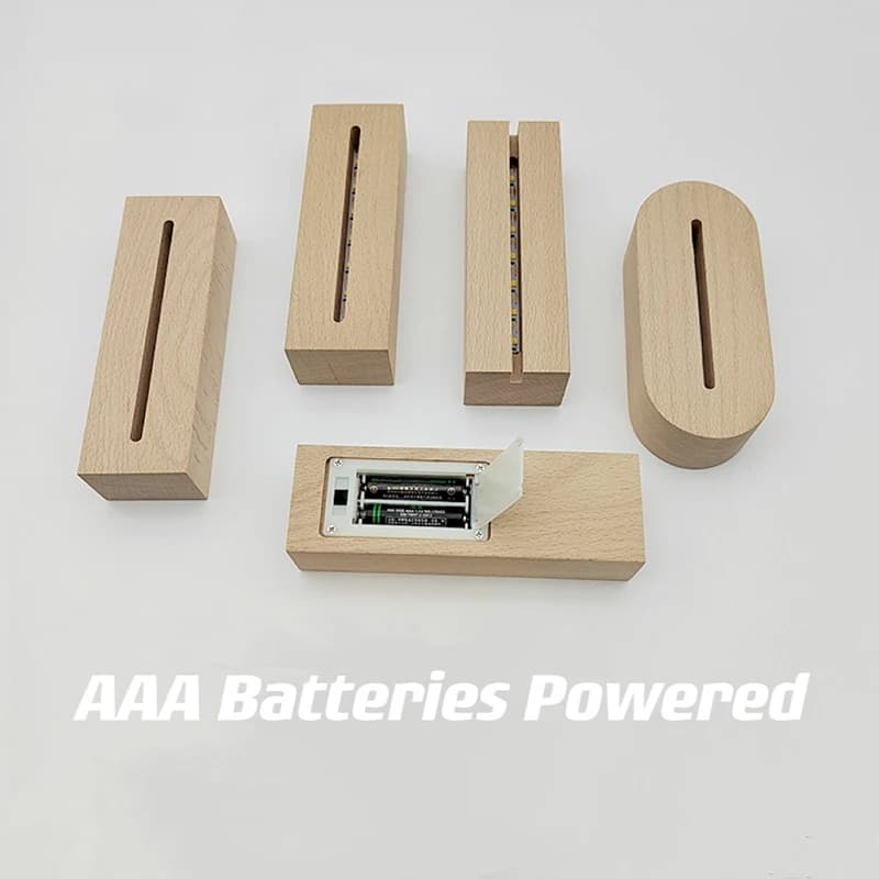 Wood Led Stand Base AAA Battery Powered for Acrylic Night Lights Display Wedding Party Supplies