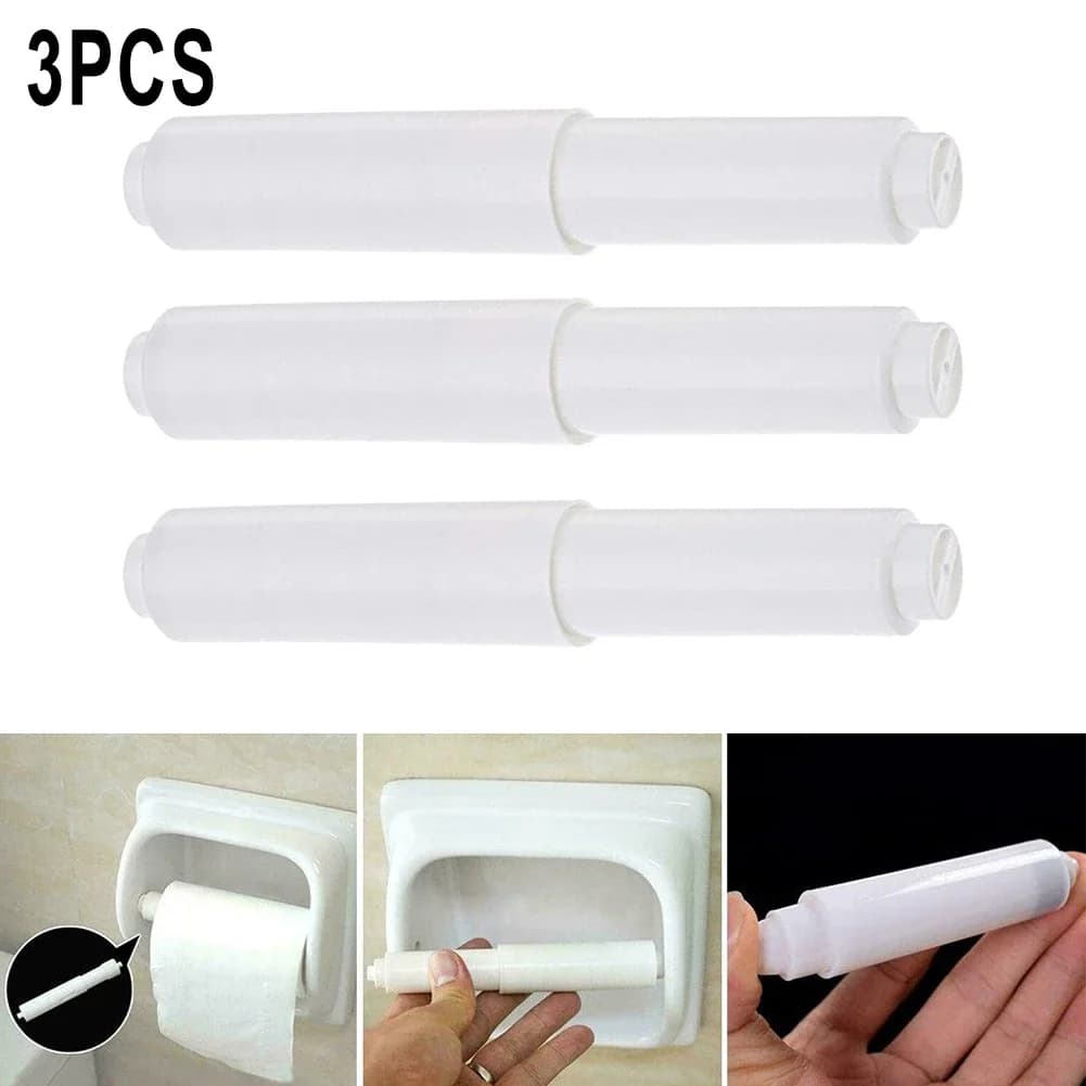 3Pcs White Plastic Replacement Toilet Paper Roll Holder Roller Spindle Insert-Spring Bathroom Accessories