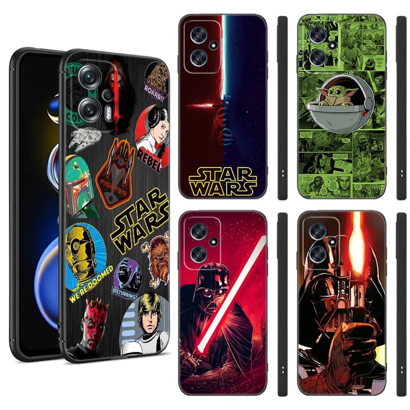 Stars W-Wars Black Silicone Phone Case For Xiaomi POCO X3 X4 NFC F3 F4 GT F5 M3 M4 M6 X5 X6 Pro 5G C55 C65 M5
