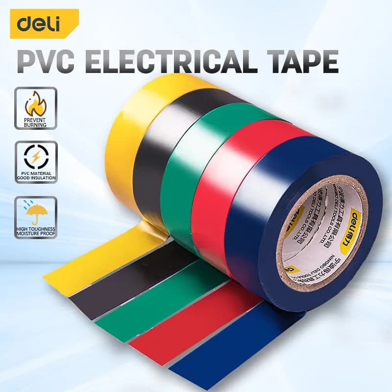 Deli 1Pcs 10m/20m Electrical Tape PVC Electrical Flame Retardant Insulation Waterproof Tape Pressure Resistant Electrical Tape