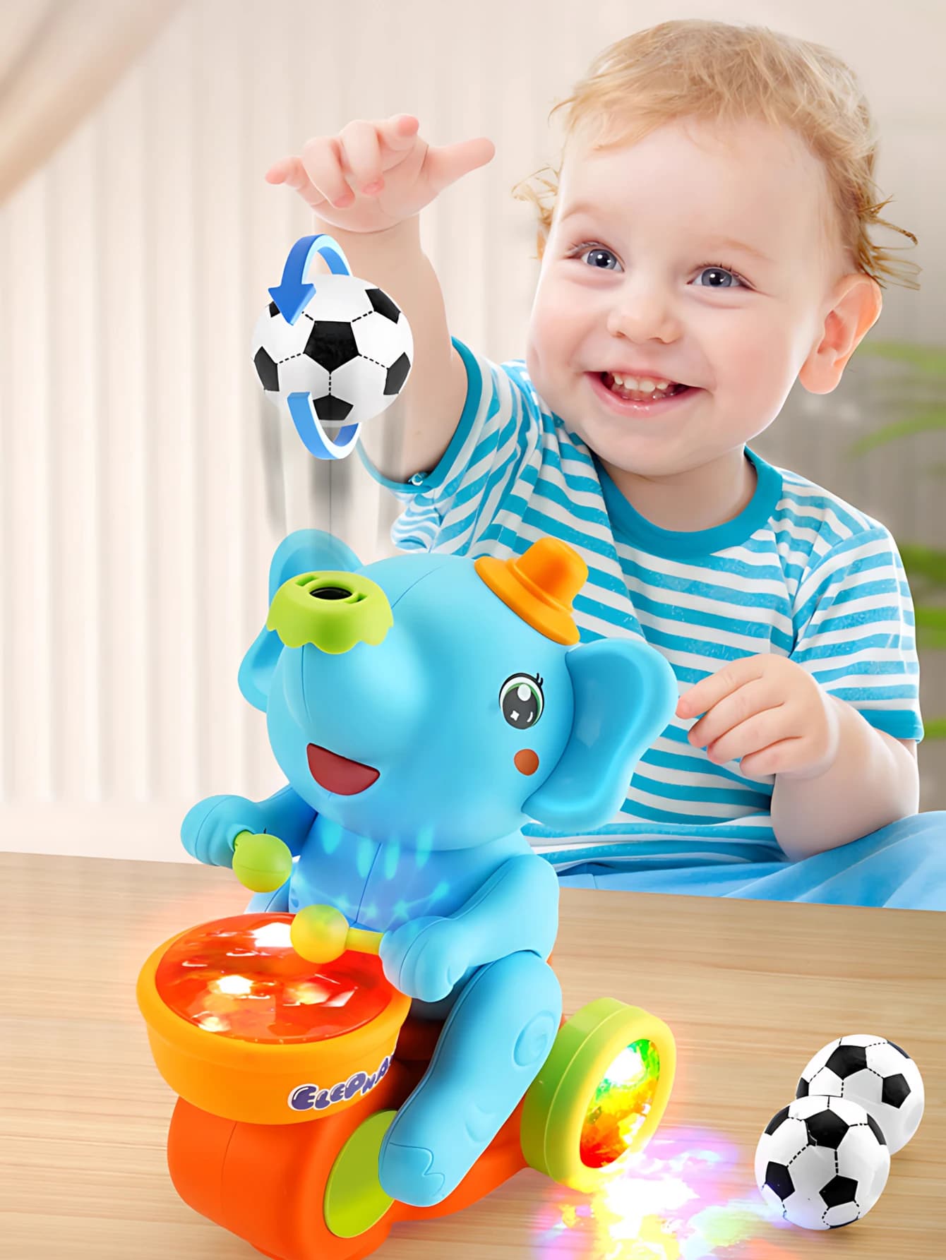 1pc funny elephant toy car,Electronic Suspended blowing ball pet toys with sound light for boys girls Christmas gift