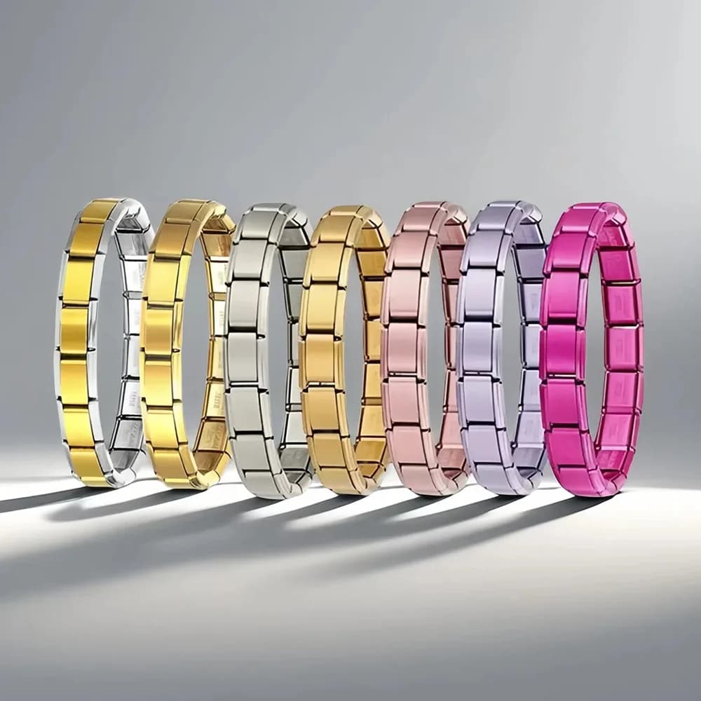 Fashion Stainless Steel Elastic Italian Links Charm Bracelet 9mm Width Simple Design Bangle For Men Women DIY Making Jewelry