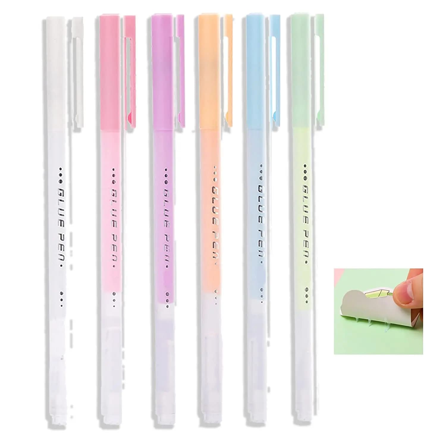 6Pcs Scrapbook Quick Dry Glue Pens Adhesive Glue Pen Crafting Fabric Pen Liquid Glue Pen for Scrapbooking Papercrafts Accessorie