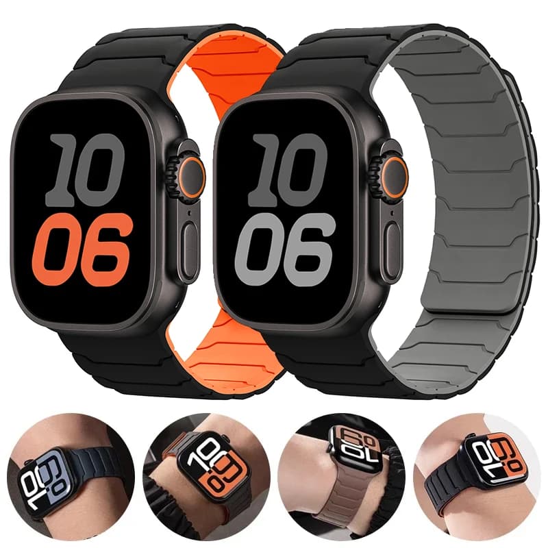Strap For Apple Watch ultra 2 Band 49mm 44mm 45mm 40mm 42mm 46mm 41mm 38mm Magnetic Silicone Bracelet IWatch Series 10 SE 9 8 7