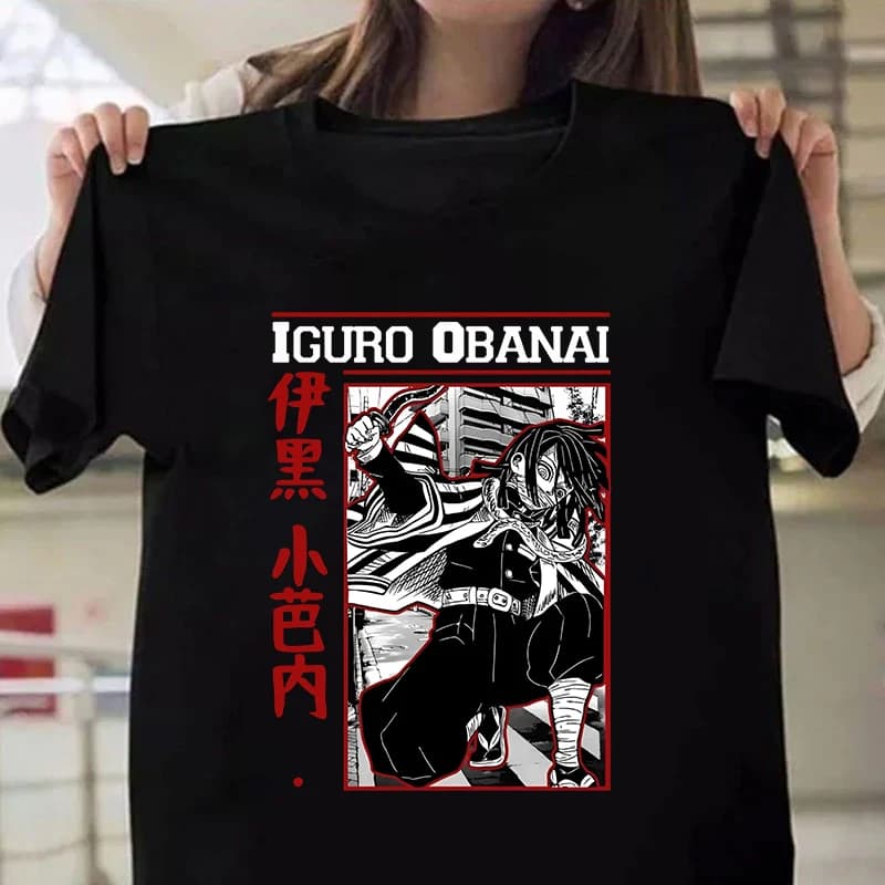 New Anime Iguro Obanai Print Short Sleeves Round Neck Men Woman T-Shirt Y2k Summer Casual Tees