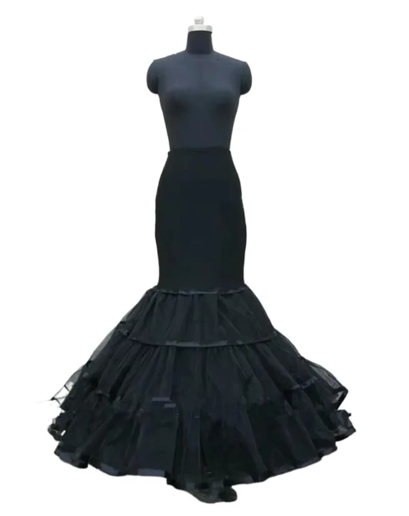 Women's 3 Layer Mermaid Petticoat Fishtail Underskirt Hoopless Crinoline Floor Length Trumpet Slips for Wedding Bridal Dress