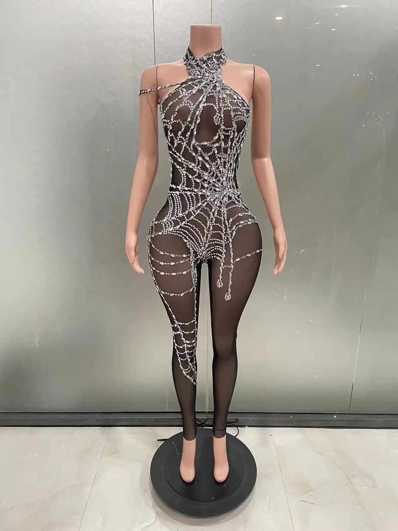 STOCK Glitter Bodysuit Women Jumpsuit Nightclub Bar Party Show Clothes Gogo Dancer Clothing Drag Queen Outfit Stage Costume