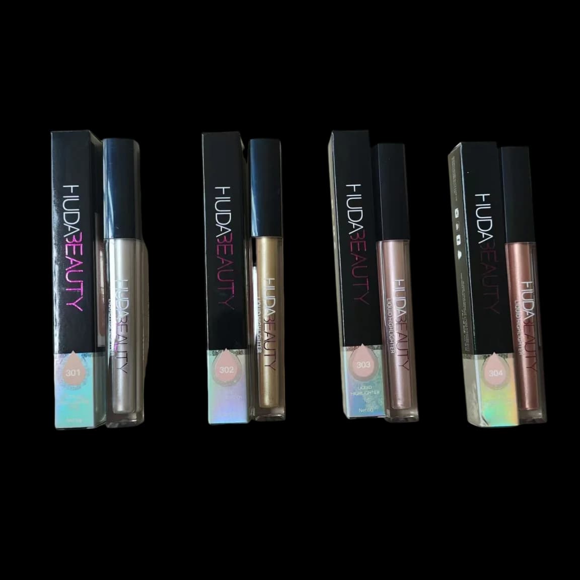 4-color Face Liquid Highlighter HUDA Stick Shimmer Shine High Lighter Iluminador Maquillaje Eyeshadow Sparkling Makeup Cosmetics