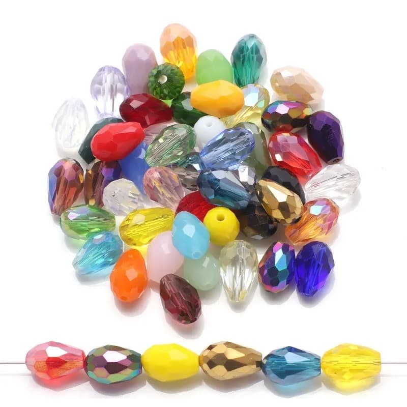 Tear Drop Mixed Color Faceted Crystal Glass Beads Pear Shape Loose Crafts for Jewelry Making DIY Needdlework 100Pcs/Lot 4x6mm