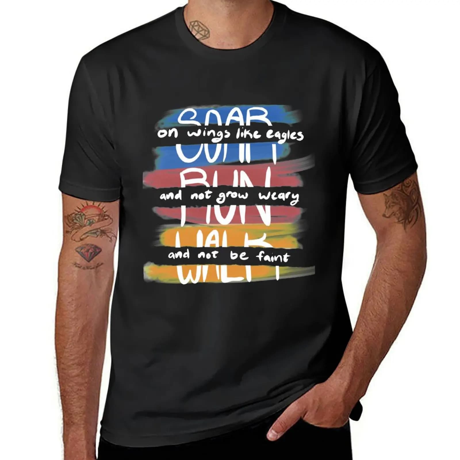 Isaiah 40:31 - Soar, Run, Walk T-Shirt for a boy oversizeds customs plain black t shirts men