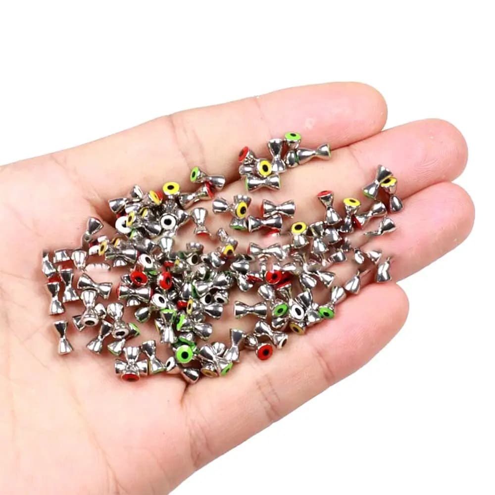 20PCS/Lot Durable Fishing Fast Sinking Ribbed Dumbbell Eyes Fly Tying Bead Brass Hook Eyes DIY Fly Tying Lure Material Accessory