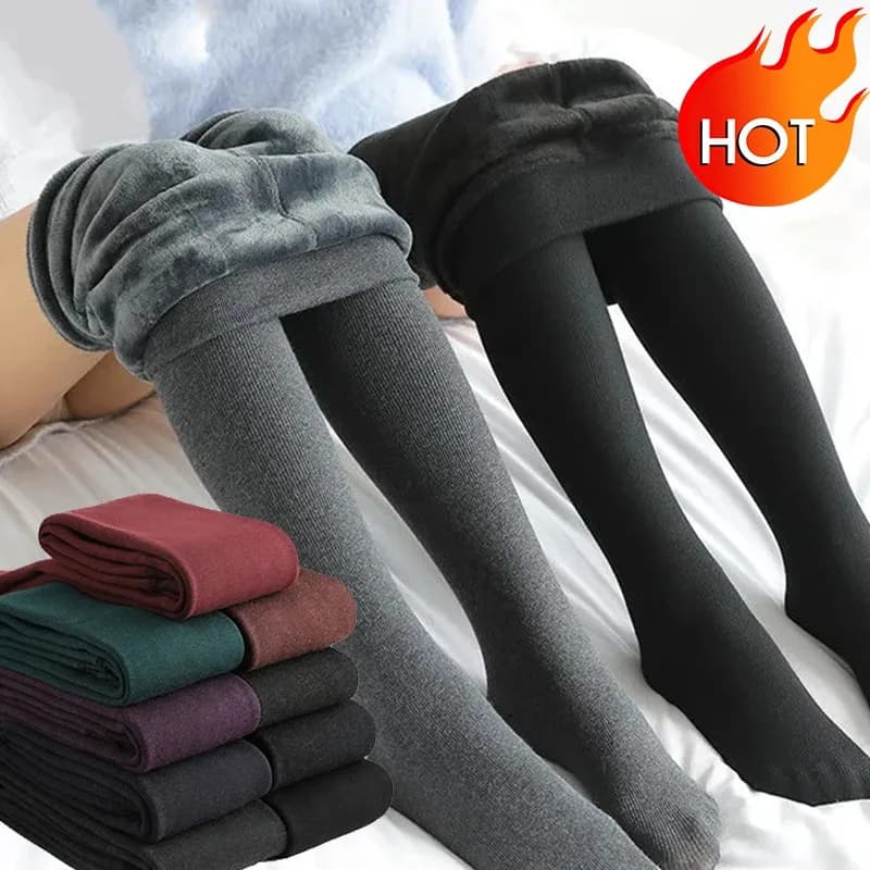 New Winter Thermal Thicken Leggings for Women Thick High Stretch Stockings Fleece Velvet Wool Leggings High Waist Slim Stockings