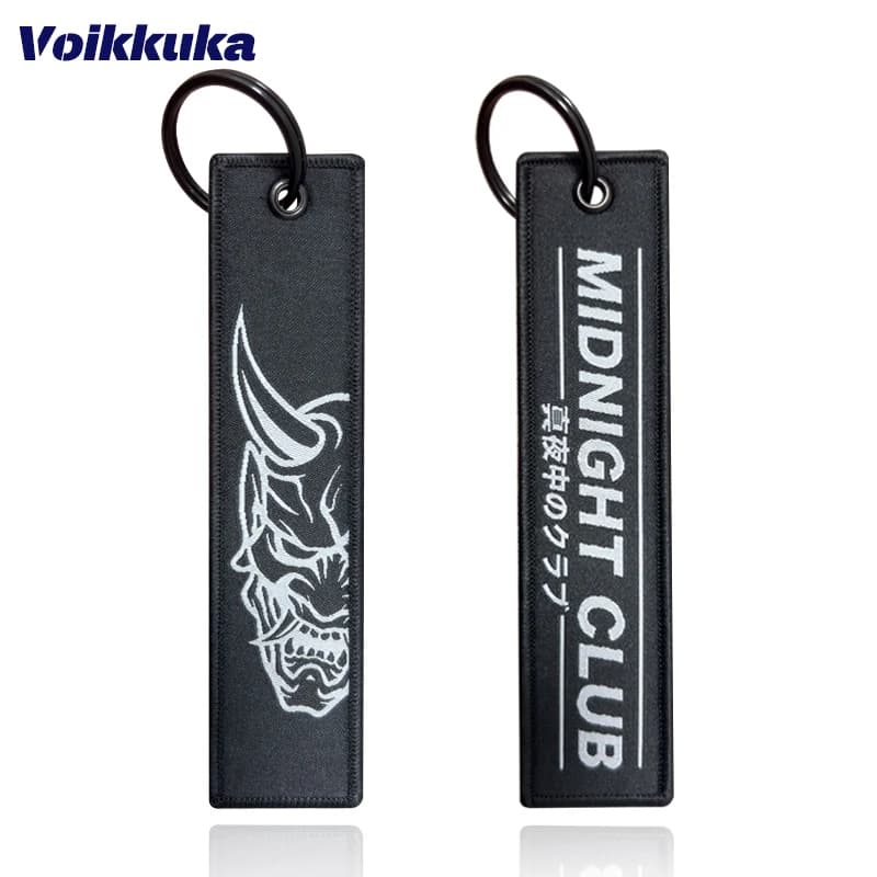 1Pc/2Pcs/3Pcs Set Sale Midnight Club Oni Mask Both Sides Embroidery Patterns Funny Tag Keychain Motorcycle Wholesale