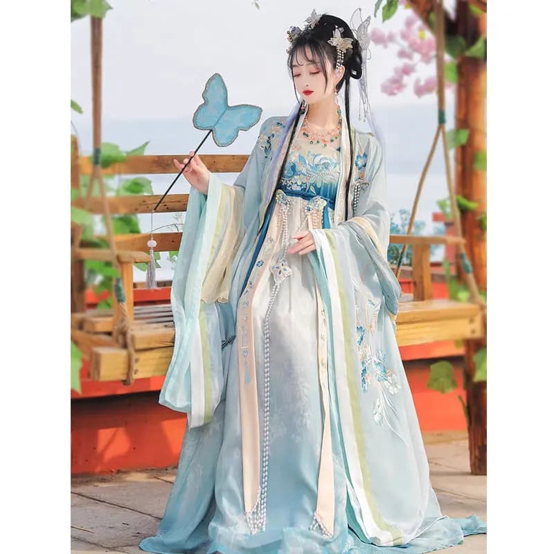 Blue Hanfu Women Dress Chinese Fairy Costume Embroidery Chinese Traditional Cosplay Tang Dynasty Party Dresses Girls Plus Size
