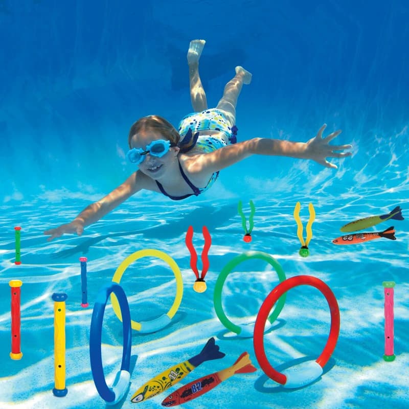 Summer Swimming Diving Toys Set Pool Swim Ring Water Sports Play Game Diving Stick Underwater Accessories Grabbing Toys for Kid