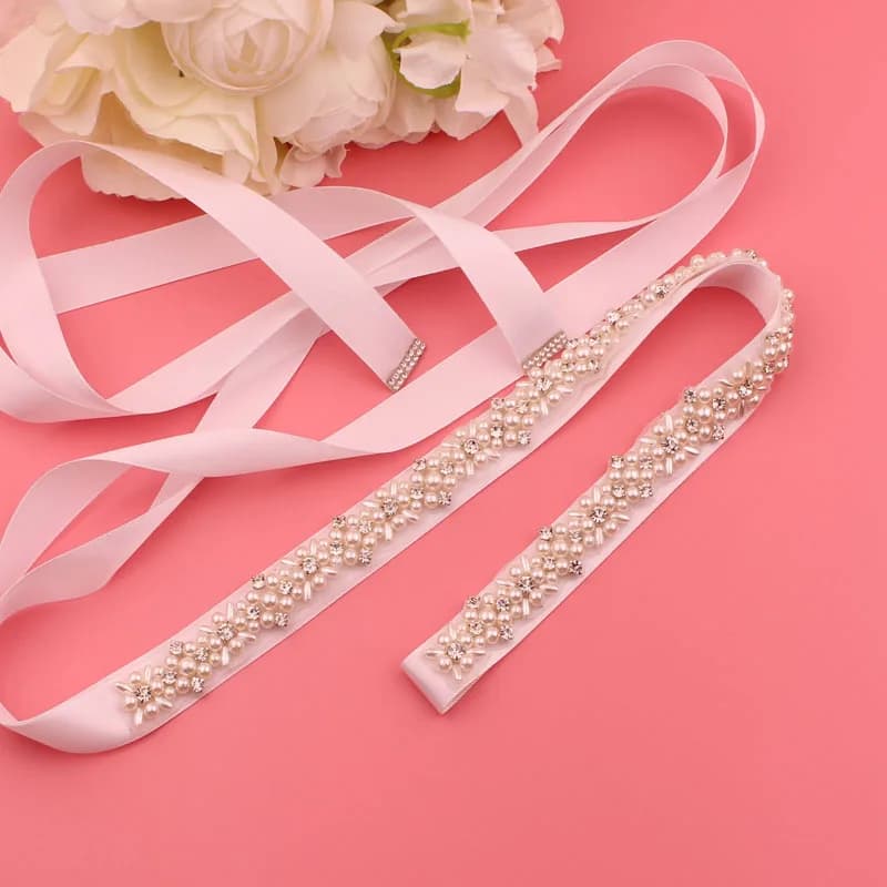 Silver Bridal Wedding Waistband Sparkling Crystal Handmade Sash for Women Wedding Supplies Jewelry Accessories