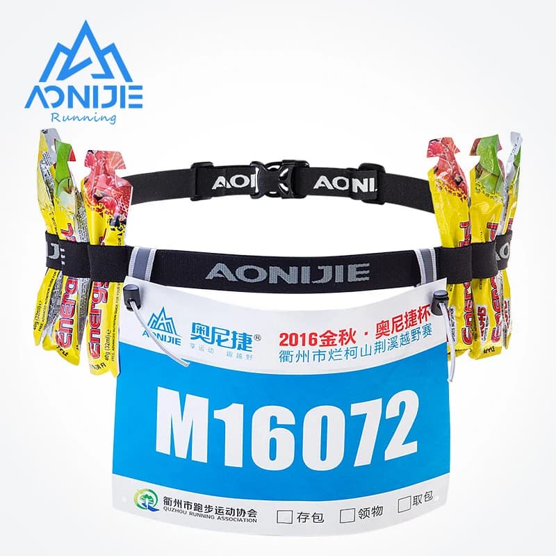 AONIJIE Unisex E4076 Running Race Number Belt Waist Pack Bib Holder for Triathlon Marathon Race Cycling Motor with 6 Gel Loops