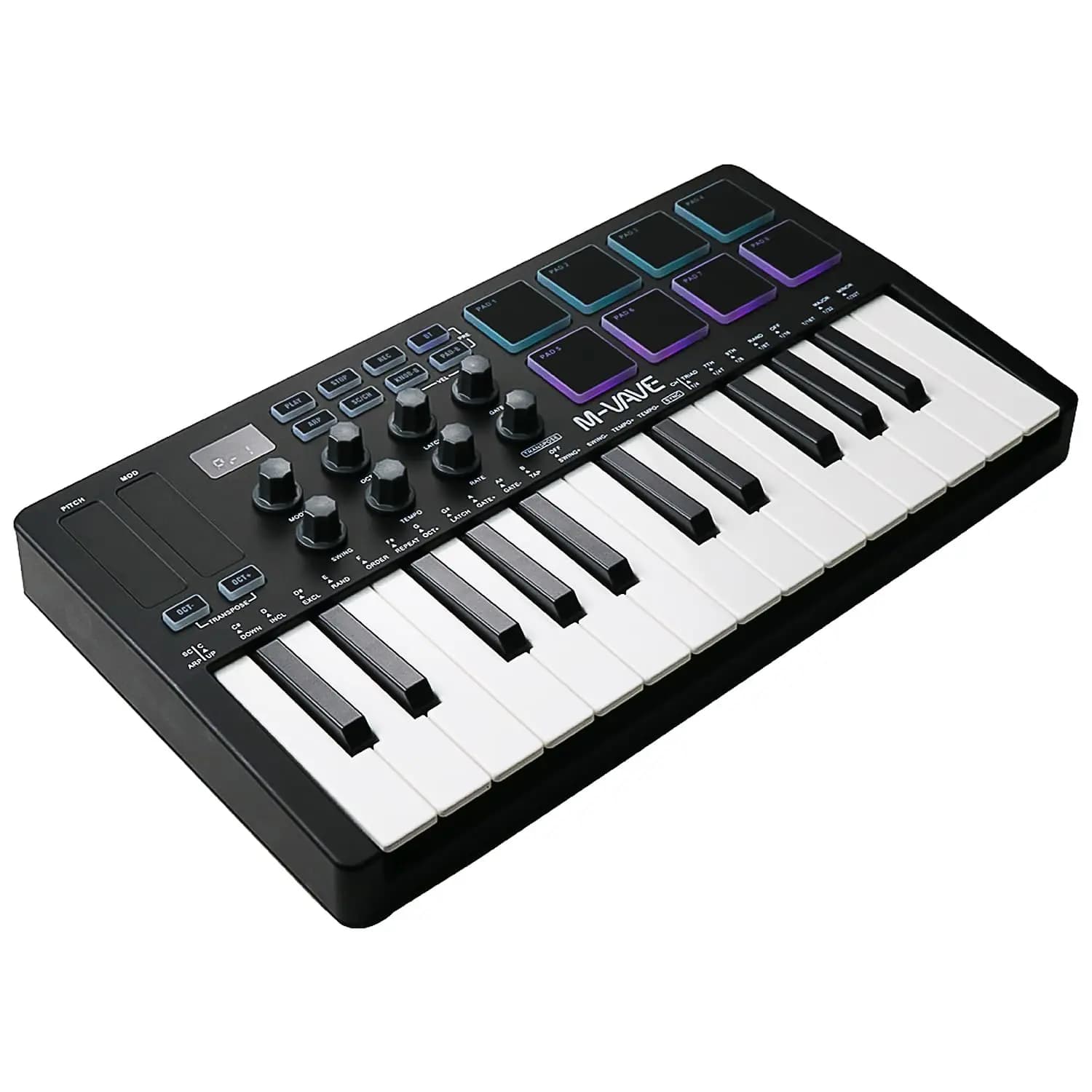 M-VAVE SMK-25 MIDI Keyboard Controller With 25 Velocity Sensitive Keys 8 Backlit Drum Pads, Wireless Piano Keyboard