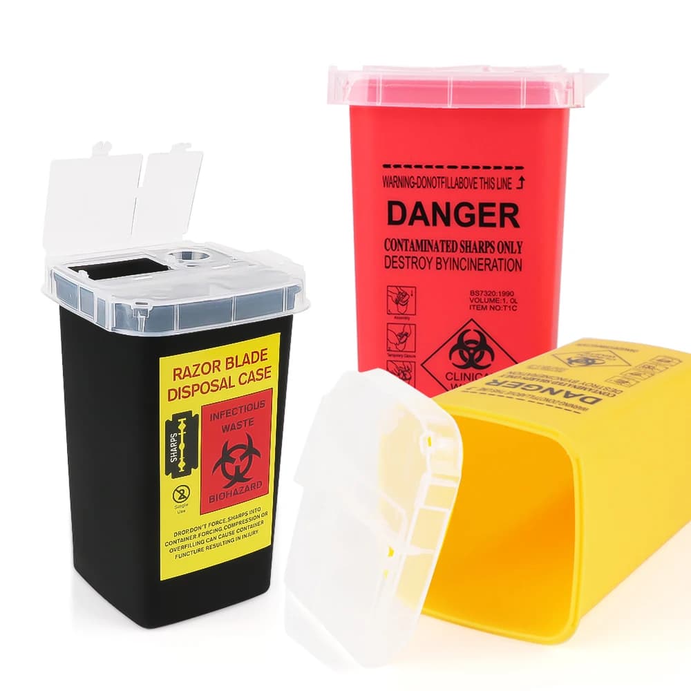 1L Tattoo Sharps Collection Bucket Storage Container Needle Disposing Sharps Blades Eyebrow Trimmers Glass Fragments Storage Bo