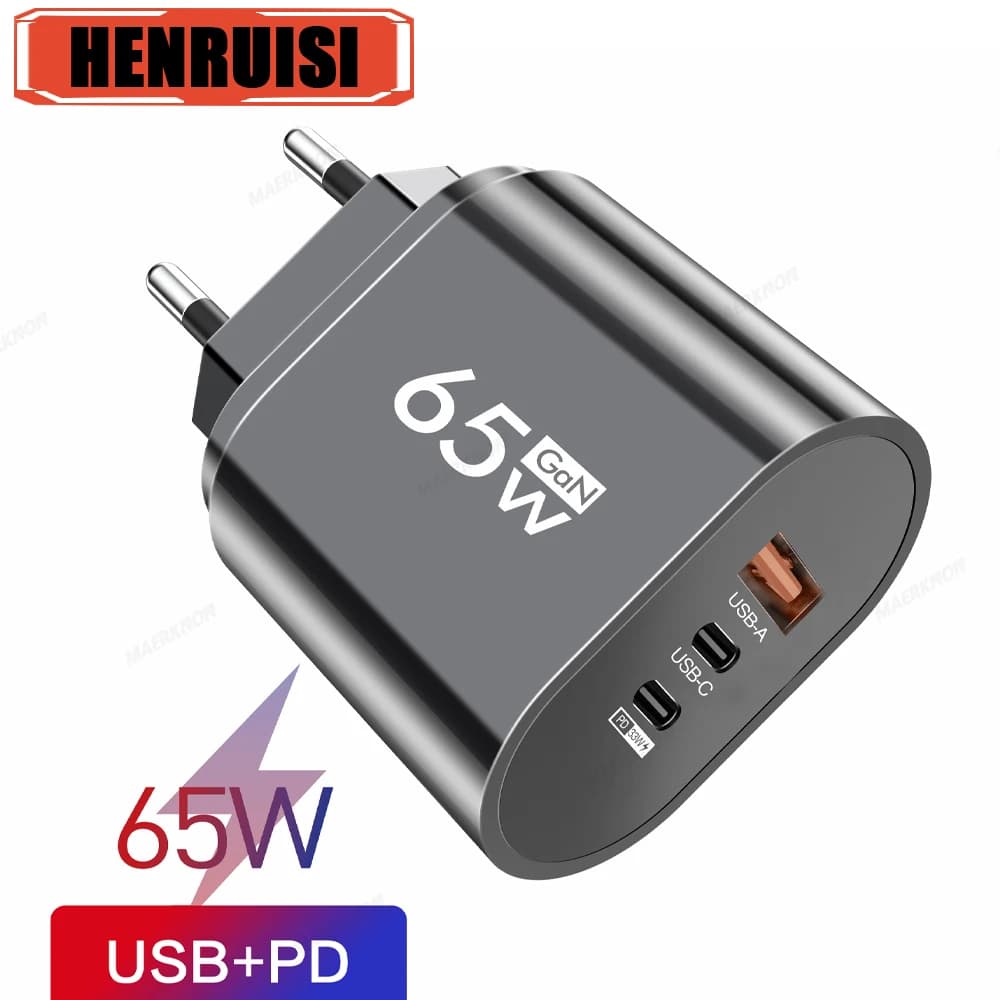 GaN Fast Charging 65W USB Type C Charger EU KR PD 3.0 Quick Charge Wall For Phone Adapter For iPhone 15 16 Xiaomi Huawei Samsung