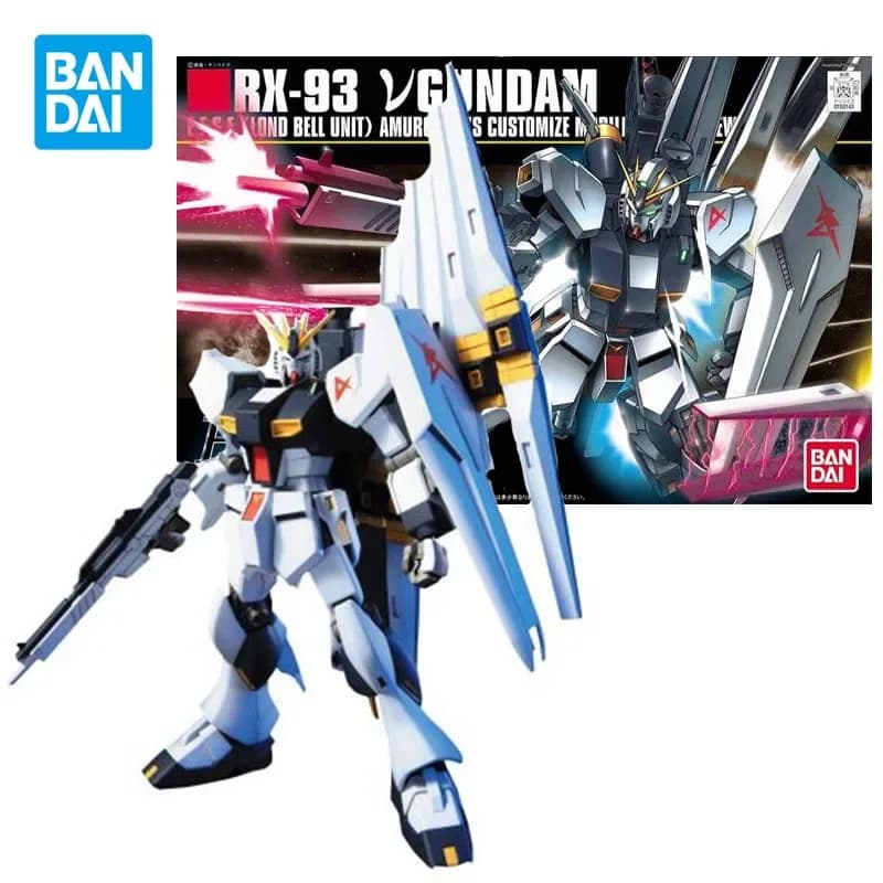 Bandai Original HG 1/144 RX-93 New Nu Gundam Anime Action Figure Assembly Model Toys Model Ornaments Gifts for Children Boys