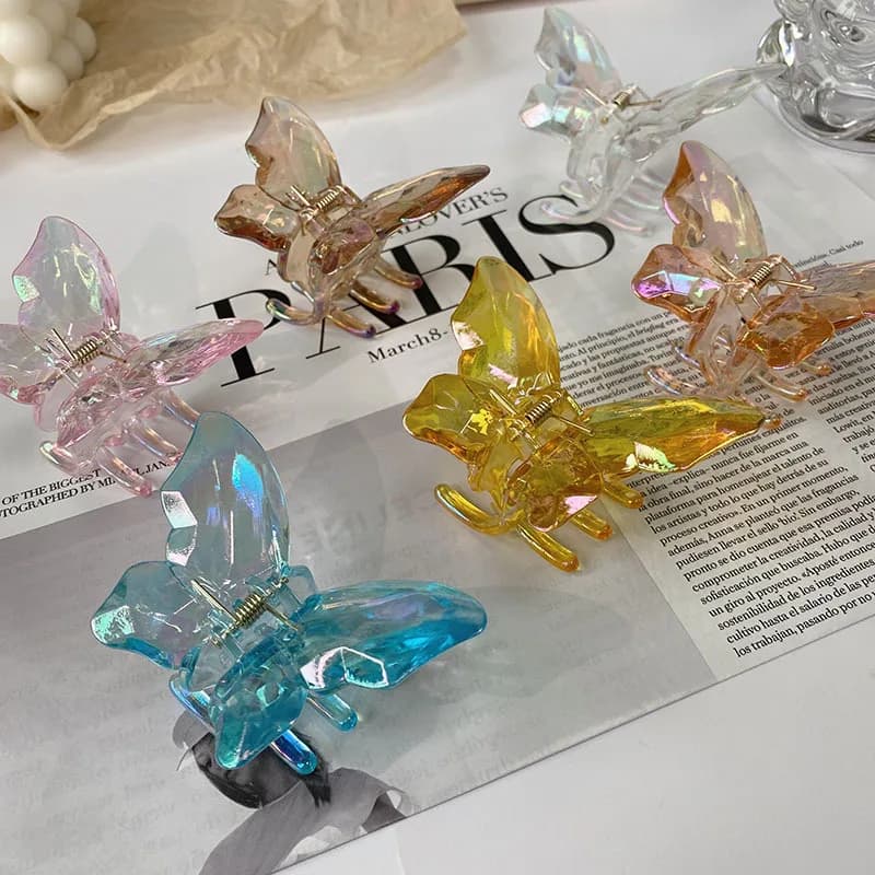 Mini Butterfly Hair Clips for Women Non-slip Cute Transparent Hair Claw Clips Barrettes Girl Headband Hair Accessories