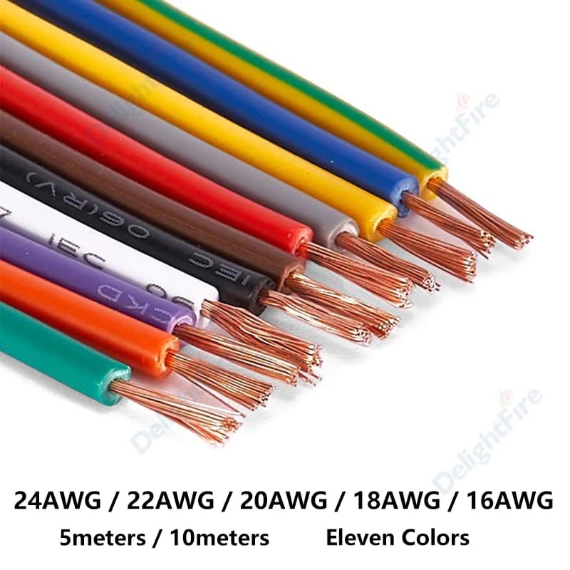 Multicolor Electrical Wire 14 16 18 20 22 AWG Flexible PVC Copper Wire Electronic Cable For Equipment LED Strip Light Speaker