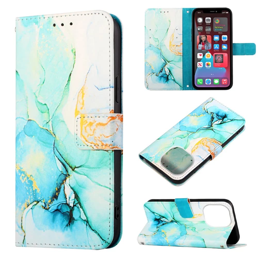 1pcs Marble Wallet Leather Case For Iphone 16 15 14 13 12 Mini 11 Pro XS Max XR X 8 7 Plus