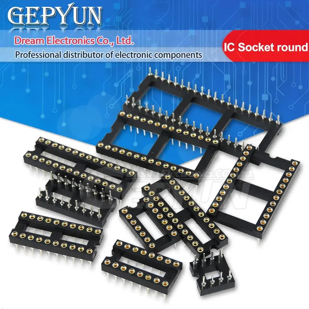 10PCS IC socket round hole Narrow Wide DIP 6 8 14 16 18 20 24 28 40 pin DIP6 DIP8 DIP14 DIP16 DIP18 DIP20 DIP28 DIP40 pins