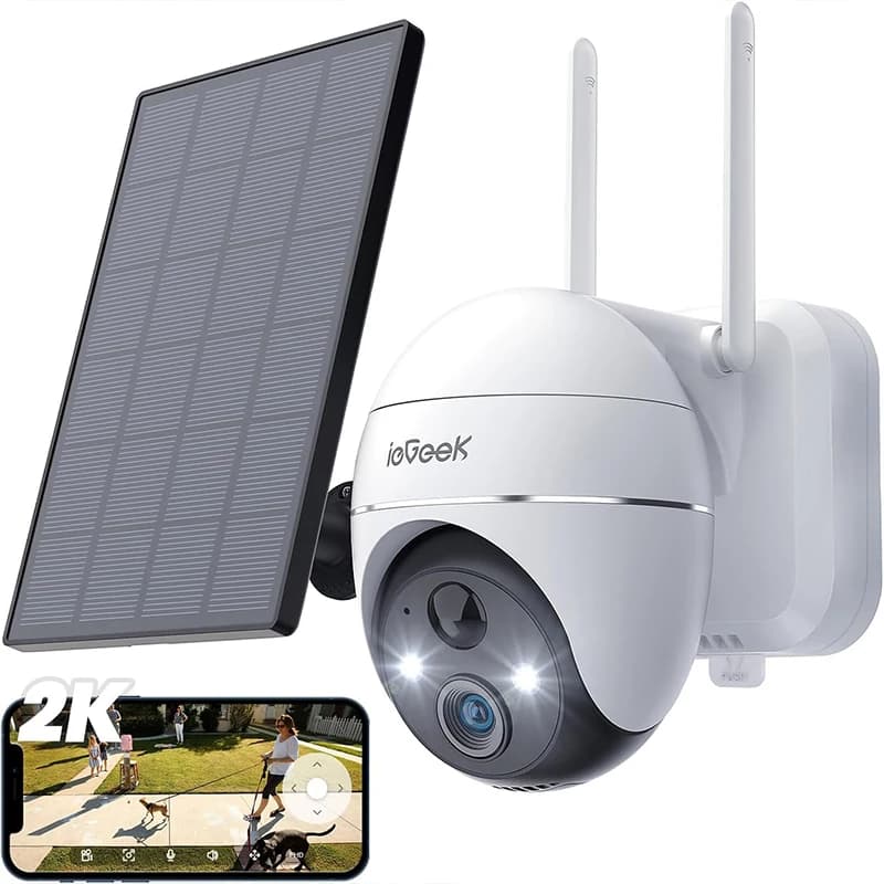 ieGeek 5MP Wireless Outdoor WiFi Surveillance Camera, Solar Camera, 360 Degree Camera, Human PIR Detection, Colour Night Vision
