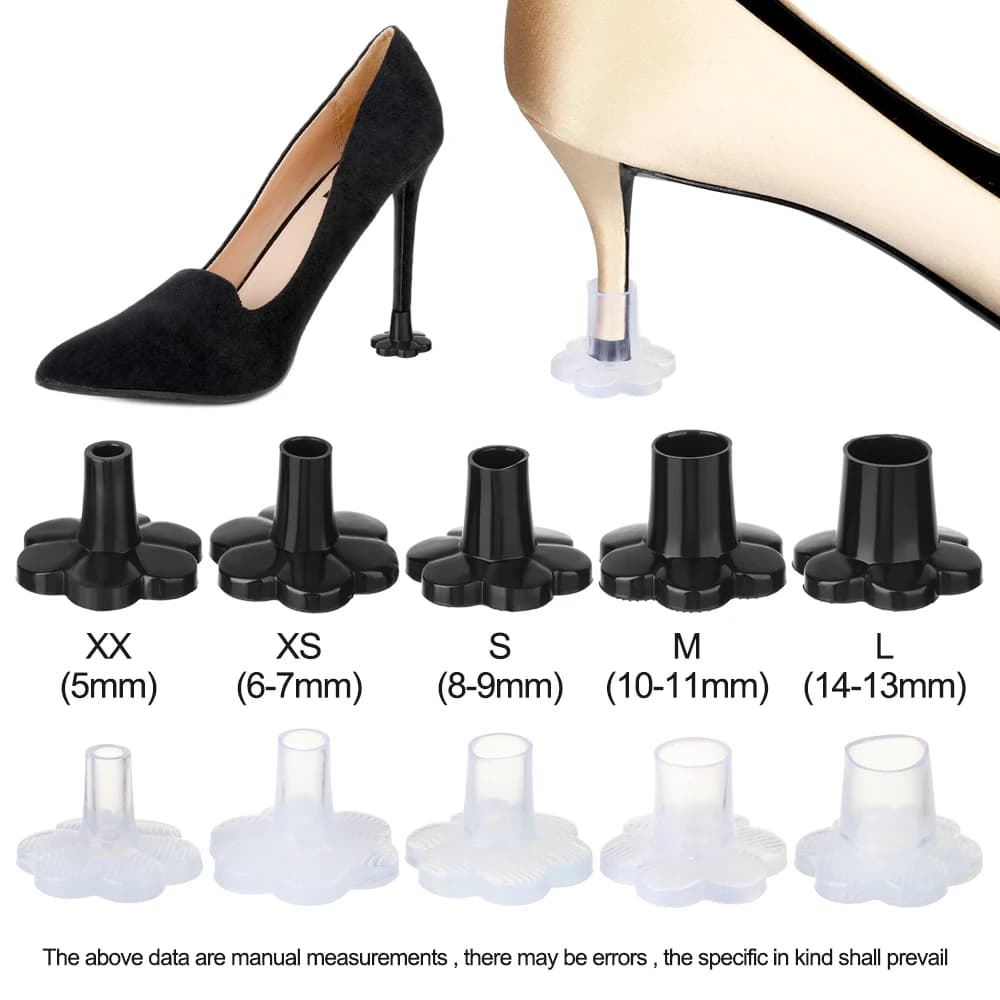 2Pcs Round Shape High Heel Protector Cover for Woman Shockproof Wearable Non-slip Heel Protector Caps Silencer Black Transparent