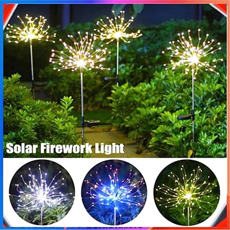 NEW 420LEDs Solar Fireworks Lights Outdoor Waterproof Solar Garden Lights 8 Lighting Modes With Remote Control Decorations Light