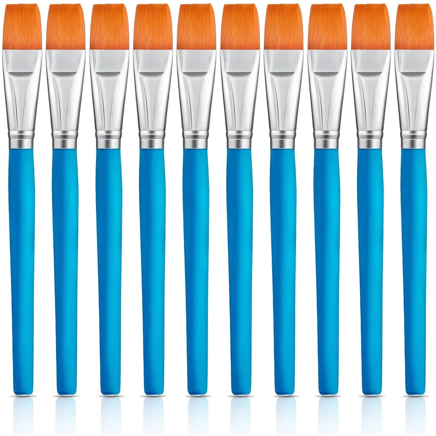 10 Pieces Flat Paint Brushes Acrylic Paint Brush Artist Craft Paint Brushes Watercolor Small Brush Bulk Painting Brush