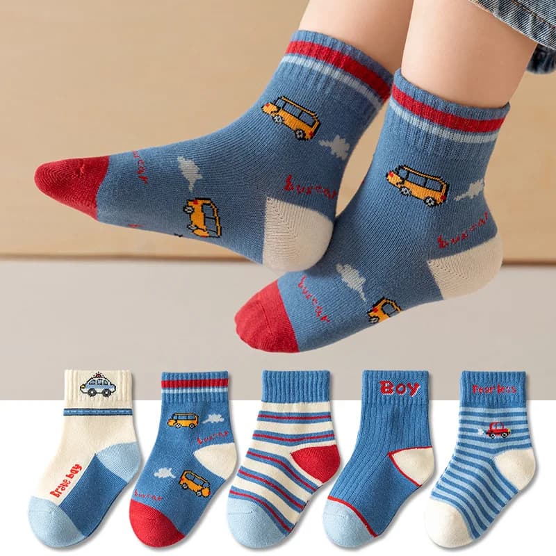 5 Pairs Baby Children's Socks Cartoon Spring Autumn Animal Kids Sock Girls Cute Boy Toddler Socks 1-12 Years