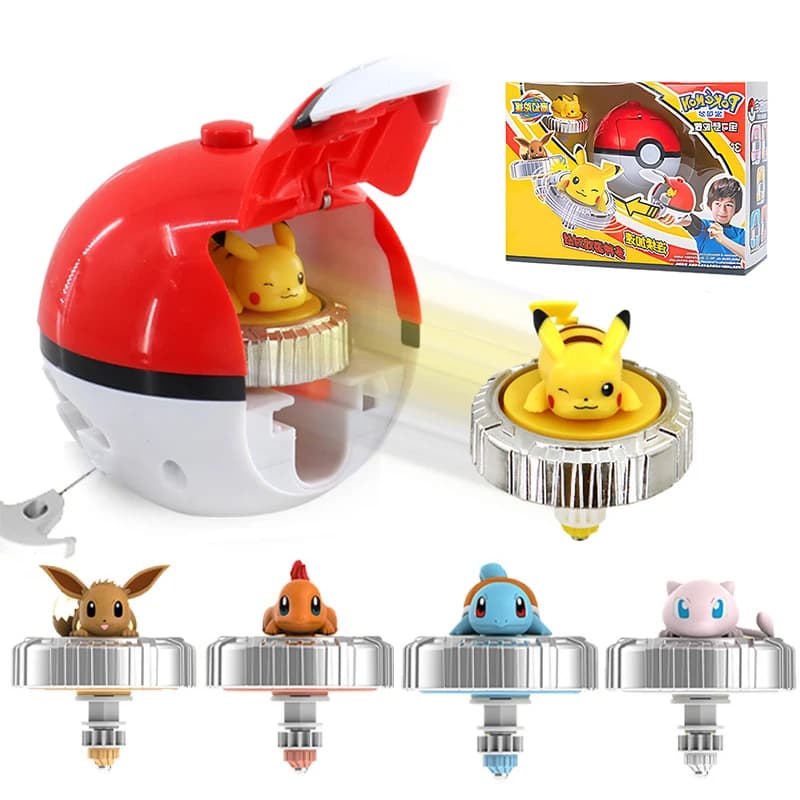 Pokemon Spinning Top Action Figure Pikachu Charmander Squirtle Mew Eevee Elf Ball Gyro Spinner Game Collect Toy Set Child Gift