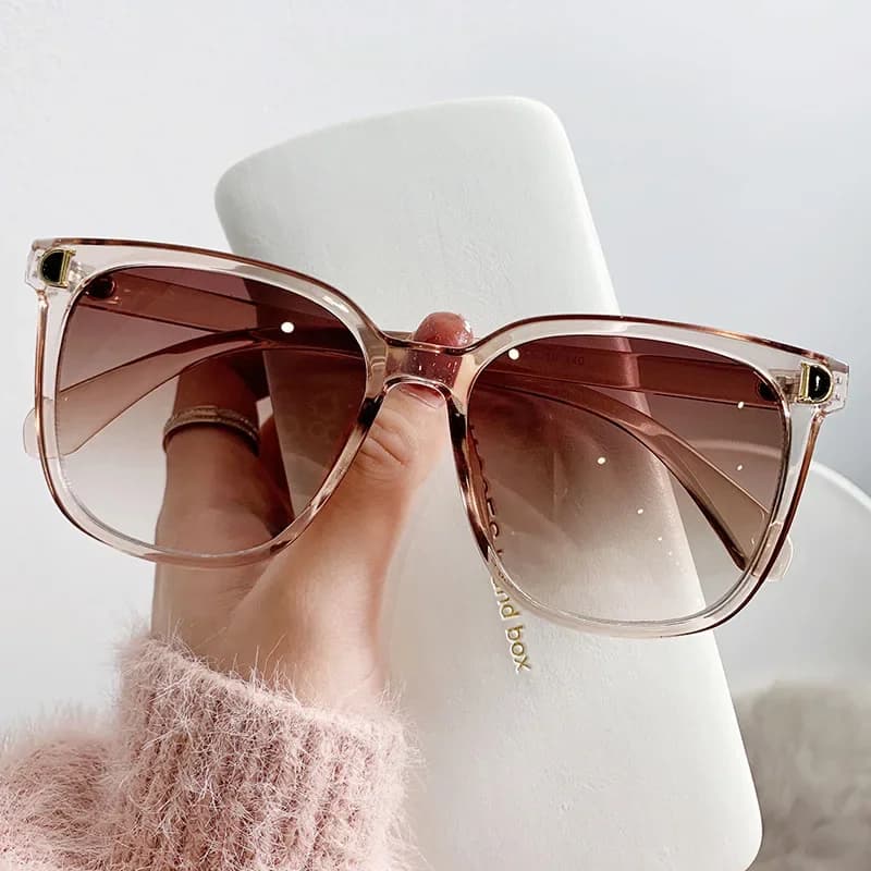 Fashion Oversized Sunglasses New Woman Vintage Square Sun Glasses Female Big Frame Gradient Shades Oculos De Sol 