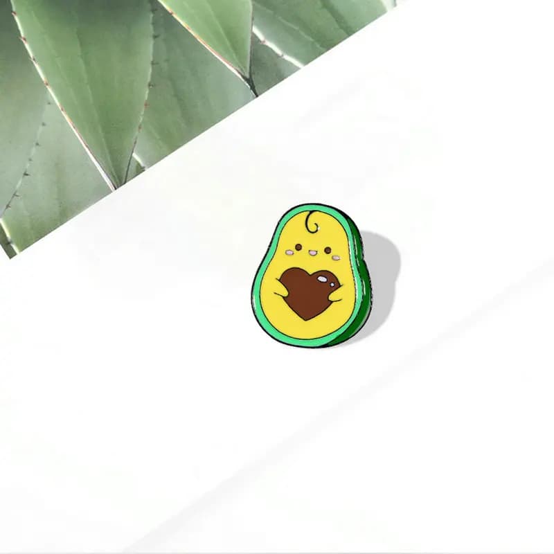 Green Spring Enamel Pin Custom Cartoon Avocado Pea Pineapple Dinosaur Bus Brooches Bag Lapel Pin Fun Badge Jewelry Gift Kids
