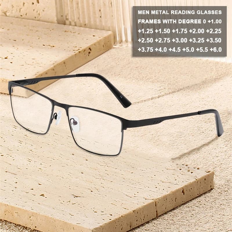 Men Business Reading Glasses Frame for Reader Mens Presbyopia Optical Eyeglasses Classic Hyperopia Spectacles Diopter 0 to +6.0