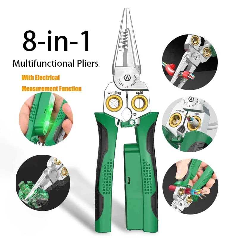 Multifunctional wire stripper electrician's pliers 8-in-1 stainless steel needle-nose pliers with wire measuring hand tools