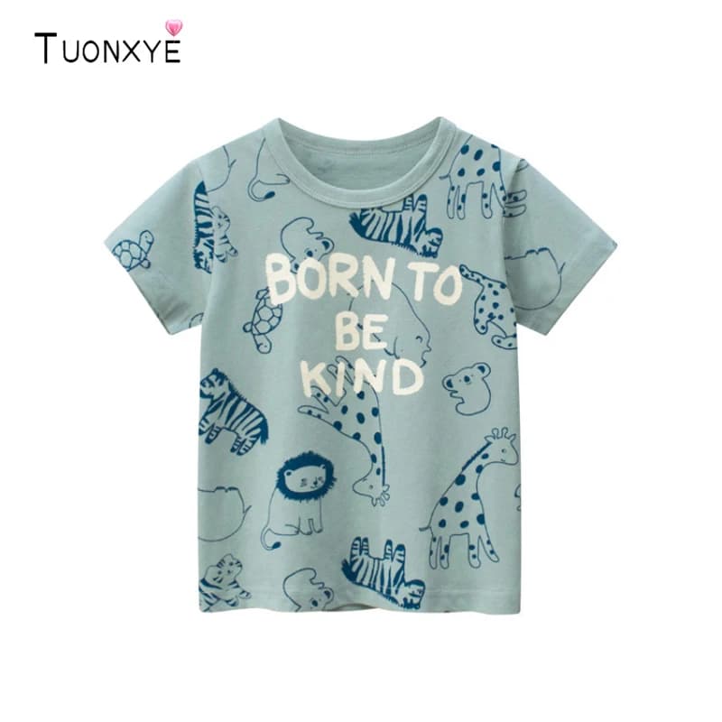 TUONXYE Children's Clothing boys Short Sleeve T-shirt Pattern kids Cartoons Dinosaur Cotton Sweater clothes boys t shirt