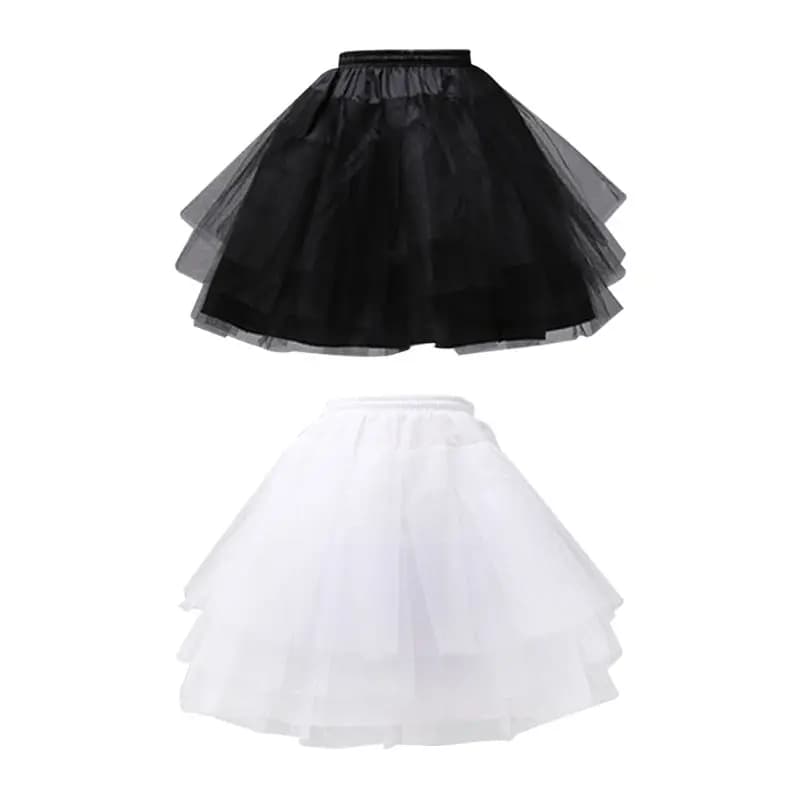 Women Girls Solid Color Ballet Tulle Short Crinoline Petticoat Multi Layered Bal