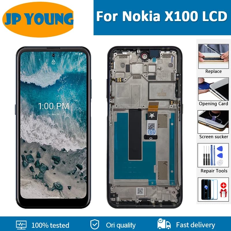 Original 6.67" LCD For Nokia X100 LCD Display With Frame For x100 Touch Screen Digitizer Assembly Replacement