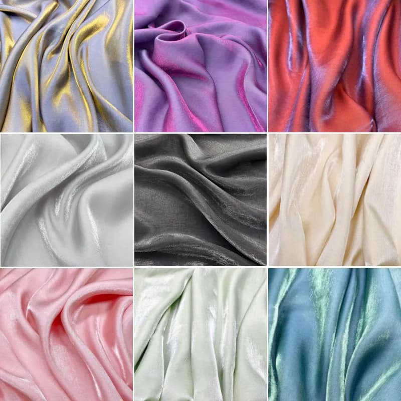 Gradient Color Mercerized Satin Fabric, Shimmer Organza, Shiny Silk Iridescent Cloth, Sewing Material For Dress