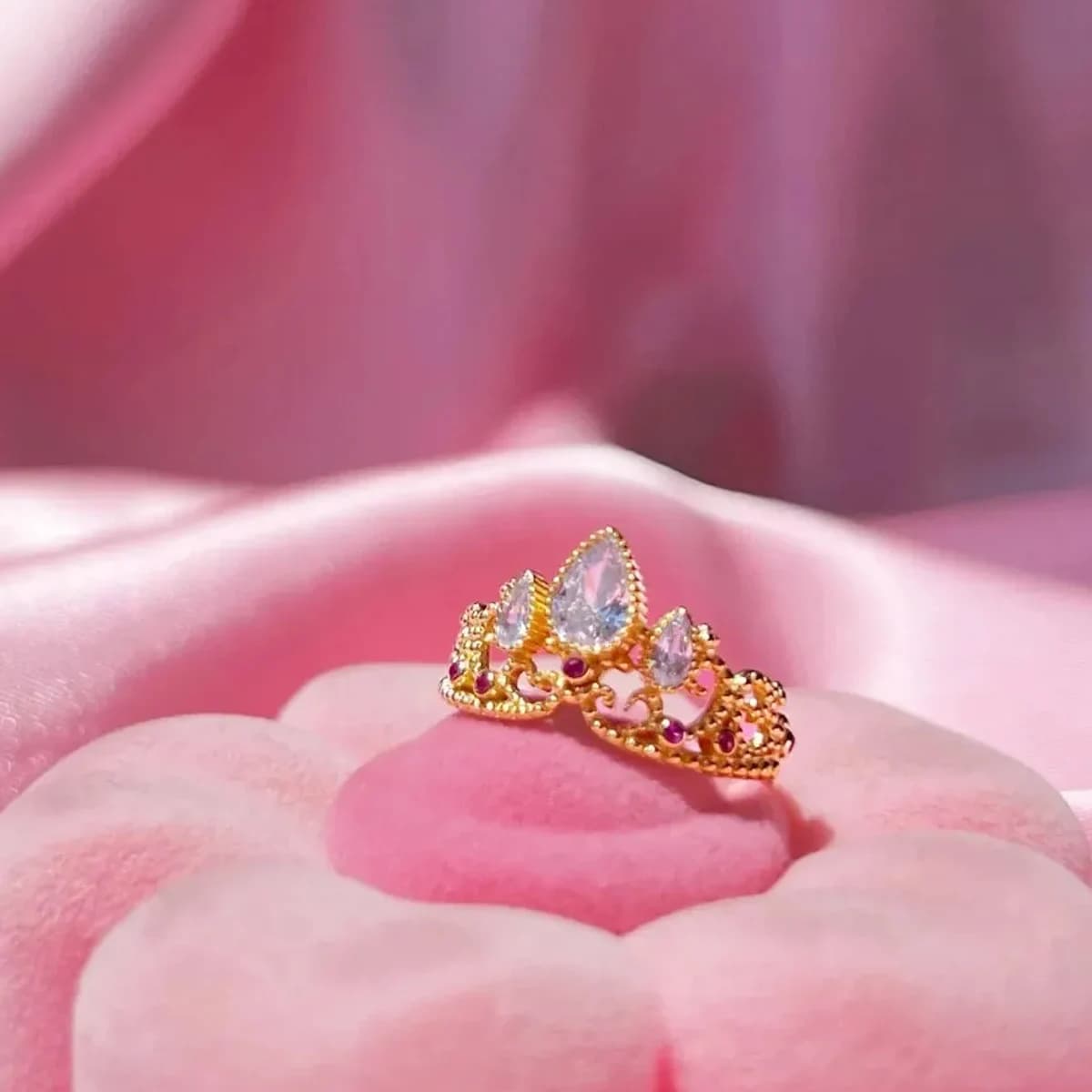 Crown Shaped Ring Princess Jewelry For Women Girl Fashion Wedding Accessories Gold Color Finger Rings (No Box) Gift For Her